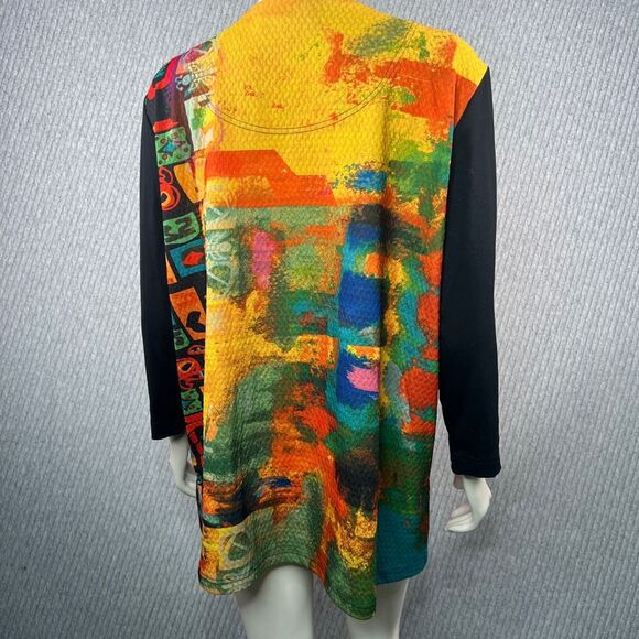 Ali Miles Abstract Top Art To Wear Colorful Basic Womens Size XL Pocket Travel S - Picture 3 of 8